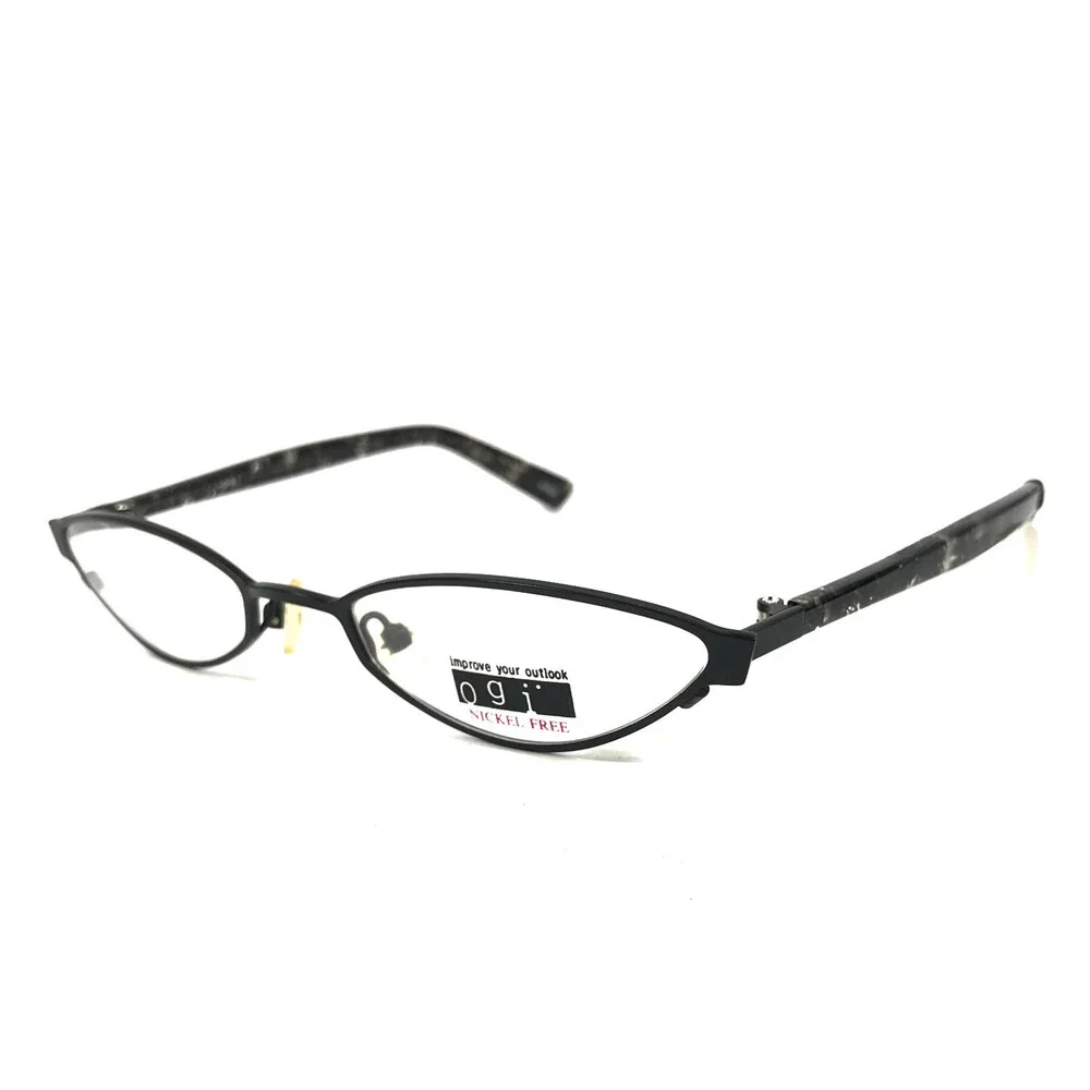 ogi Petite Eyeglasses Frames 9018 COL. 10 Black Marble Wire Rim 50-19-135